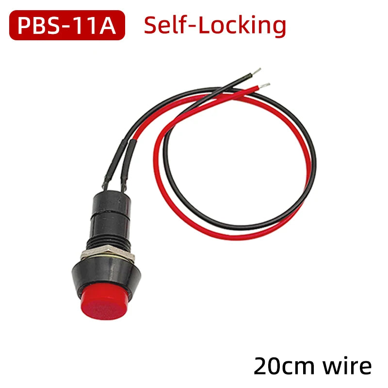 5Pcs 12mm Self-locking / Self-reset Plastic Push Button Switch Latching Switchs Momentary PBS-11A PBS-11B
