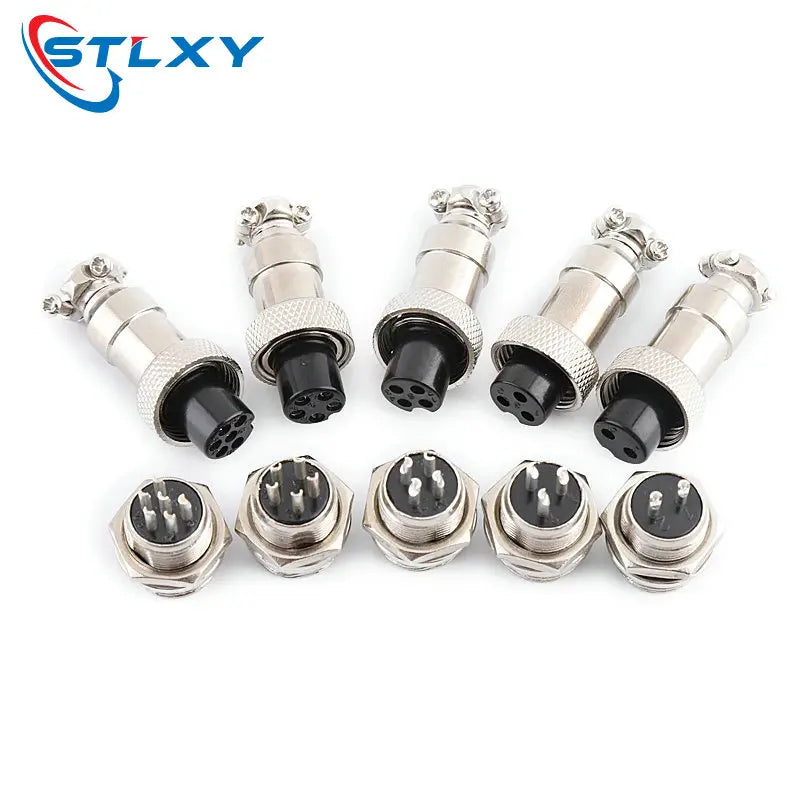 1set GX12 2/3/4/5/6/7 Pin Male + Female 12mm Circular Aviation Socket Plug Wire Panel Connector with Plastic Cap Lid