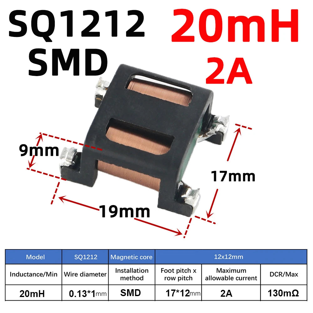 2pcs SQ Flat Copper Wire EMI Filter Inductor Common Mode Inductance Square Ferrite Core Coil 5mH 10mH 15mH 20mH 25mH 28mH SQ1918