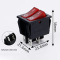 50PCS/LOT Factory Supply KCD2 Mini Rocker Toggle Switch Dual Push Button ON-OFF Plastic Rocker Switch with LED Light 16A250VAC