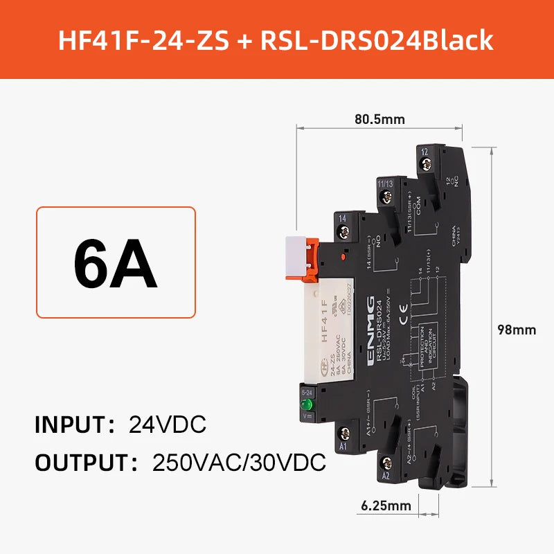 ENMG Ultra Slim Relay 5V 12V 24V 6.25mm HF41F-24-ZS DC AC Solid State Module 24V 6A NPN PNP Slim Chip Terminal High  Performance