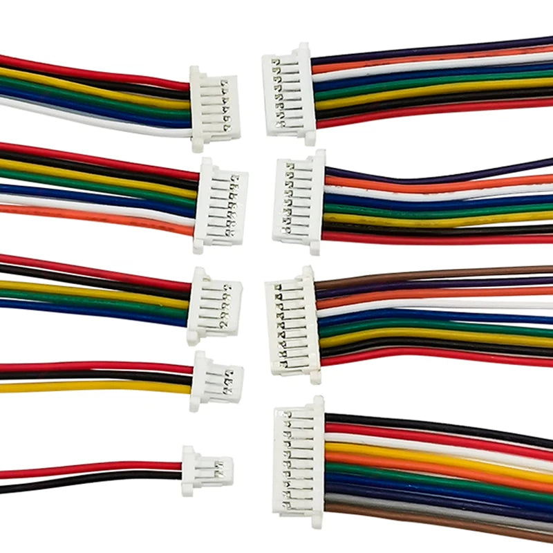 10PCS JST SH1.0 SH 1.0mm Wire Cable Connector 2/3/4/5/6/7/8/9/10/12 Pin 1.0MM Pitch Plug 10CM/20cm/30CM Wire Length 28AWG