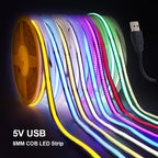5V USB COB Led Strip Light 320 Leds/M White/Red/Green/Blue/Ice Blue/Pink PCB 3MM 5MM 8MM Flexible Ribbon Night Lamp TV Backlight