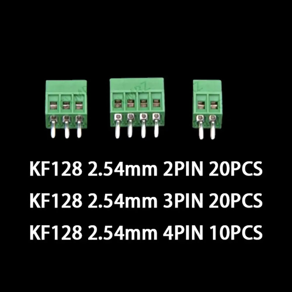 50PCS 2-4P 2P 3P 4P DG308 KF128 terminal blocks 2.54mm pitch PCB screw type kit 2PIN 3PIN 4PIN