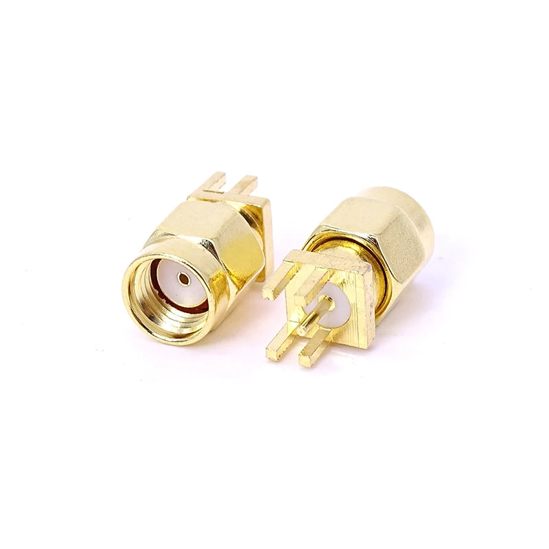 10Pcs SMA Female Jack Male Plug Adapter Solder Edge PCB Straight Right Angle Mount RF Copper Connector Plug Socket
