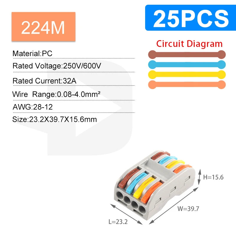 Mini Fast Wiring Connectors Universal Compact Splitter Electrical Cable Push-in Conductors Connector With Lever Terminal Block
