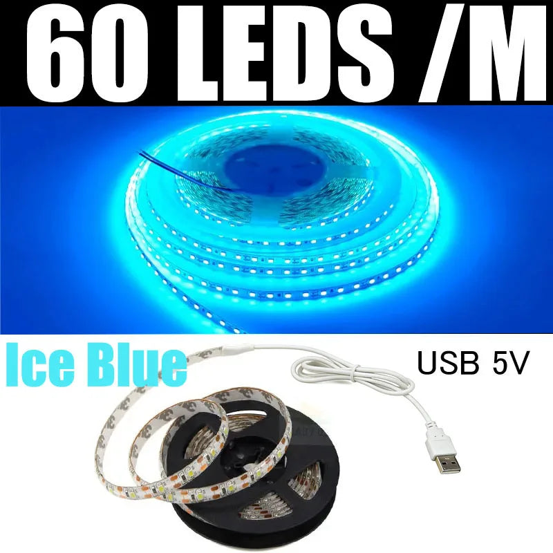 5M USB LED Strip Light 5V 3528 1 Meter 5 Meter White Warm White Pink Green Blue Red SMD RibbonKitchen Light Under Cabinet Lamp