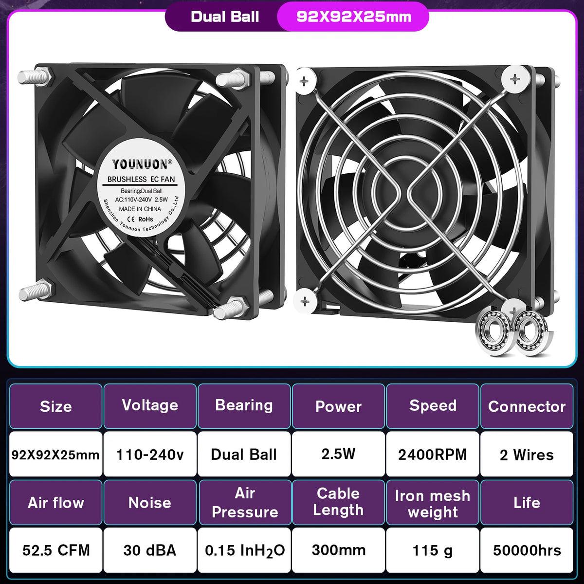 1PCS EC Brushless Fan 6025/8025/9225/12025/12038/12032 AC 110V 115V 120V 220V 240V Cooling Cooler Fan AC Axial Fan