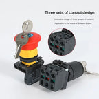 XB4 Key Select Knob Switch 22mm 2/3 Position Self Locking Momentary Self Reset Key Emergency Stop Power Push Button Switch 10A