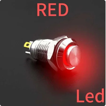 12/16/19/22mm Waterproof Metal Button High Flat head Switch LED Light Momentary Latching 12V 24V 220V Various Colors To Choose