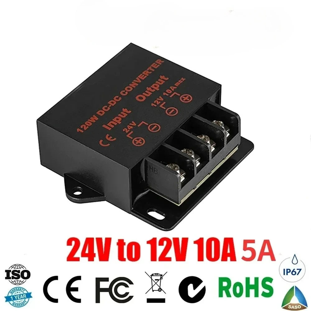 24V to 12V 10A DC Converter Regulator Car Step-Down Reducer Module 12 Volt Stabilizer Voltage Regulator Transformer Module CE