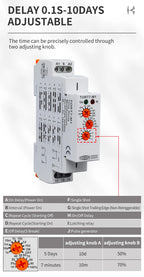 TORT7 Series 10-in-1 Multi-Function Time Relay | ON Delay / OFF Delay / Asymmetric Cycle / Pulse & Interval Timer, 0.1S–10D