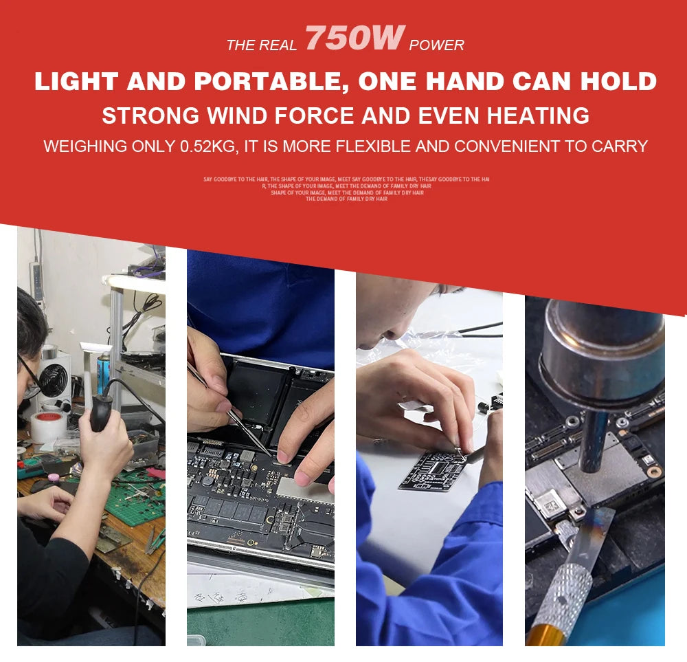 JCD 8208 Heat Gun Micro Soldering Station 750W Soldering Hot Air Gun LCD Digital Hair Dryer For BGA IC Welding Repair Tools