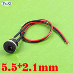 2-20pcs 5.5 X 2.1mm 5.5*2.5mm DC Power Jack Socket Female Panel Mount Connector Port With Cable Cord