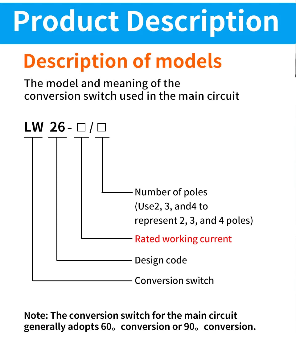 OMCH 1PCS Silver Contact LW26-20/32/63 Universal Switch 3 Position 1-0-2 1/2/3/4 Poles 440V 4/8/12/16Terminals Rotary Cam Switch