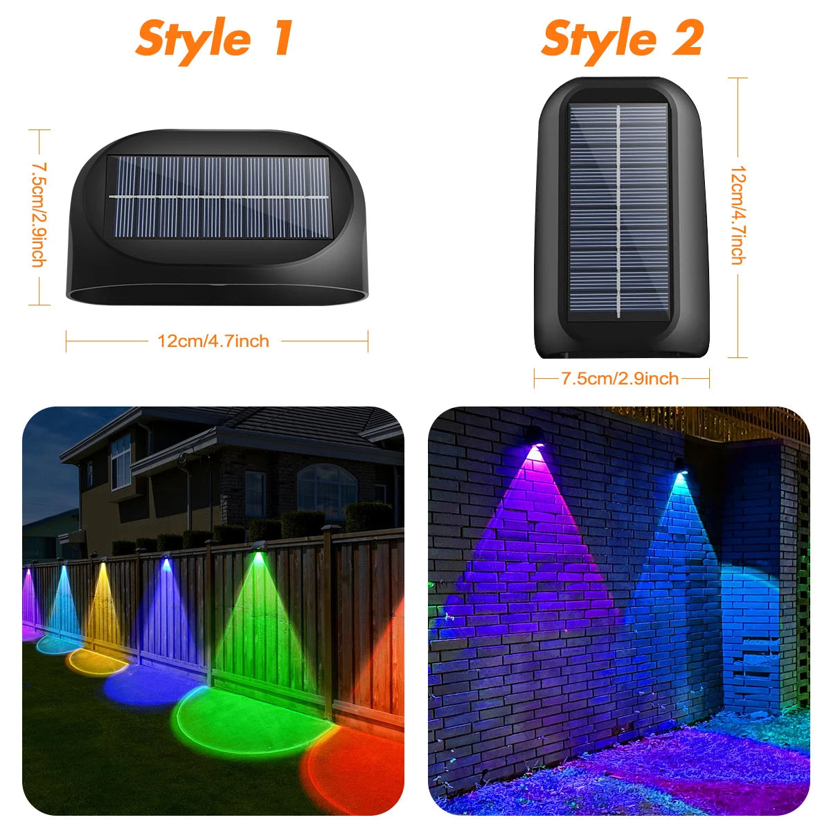 Solar Wall Lamp Solar Fence Lights with Warm White RGB Modes For Backyard Patio Deck Railing Wall Outdoor Waterproof Decor Light