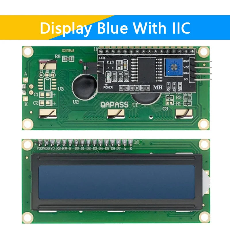 LCD1602 1602 LCD Module Blue / Yellow Green Screen 16x2 Character LCD Display PCF8574T PCF8574 IIC I2C Interface 5V for Arduino