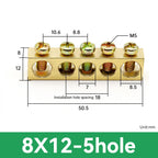 1 PCS Multi Specification Brass Ground Strip 5/6/7/8/9/10/12/15/20 Hole Brass Rod Grounding Terminal Ground Bar Terminal Strip
