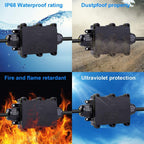 Waterproof IP68 Underwater External 2Way 1IN1OUT Cable Connector Wire Range 5 to 15mm Outdoor Power Cord Electric Junction Box