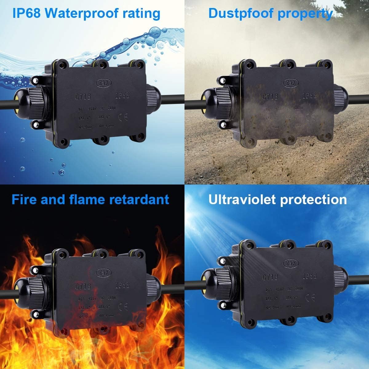 Waterproof IP68 Underwater External 2Way 1IN1OUT Cable Connector Wire Range 5 to 15mm Outdoor Power Cord Electric Junction Box