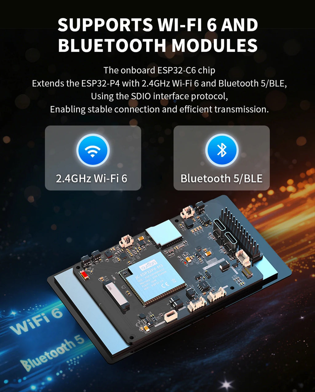 ESP32-P4 ESP32-C6 Development Board 4.3 Inch IPS Capacitive Touch Screen TFT LCD Display with Camera for IoT Smart Home DIY