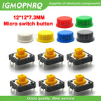 20PCS Tactile Push Button Switch Momentary 12*12*7.3MM Micro switch button with knob Yellow Green Red Kit 12x12x7.3