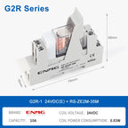 ENMG G2RL-1-E/G2RL-2 DIN Rail Relay 16A 24VDC SPDT LED Indicator Compact Electromagnetic Relay with Surge Protection TVS