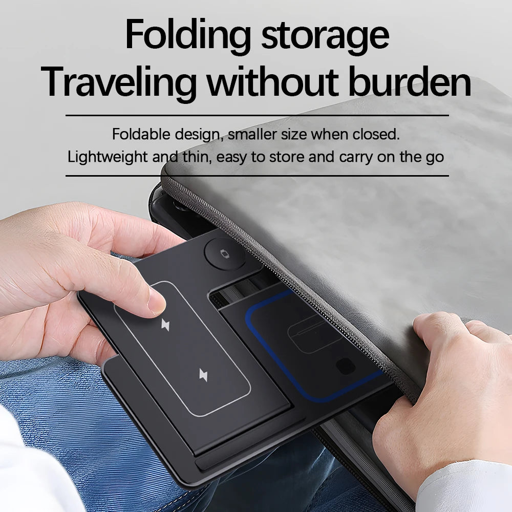 LED Fast Wireless Charger Stand 3 in 1 Foldable Charging Station For iPhone 17 16 15 14 13 12 Apple Watch 9 8 7 6 5 Airpods Pro