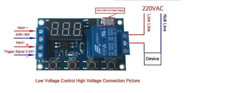 1 Channel 5V Relay Module Time Delay Relay Module Trigger OFF/ON Switch Timing Cycle 999 minutes XY-J02