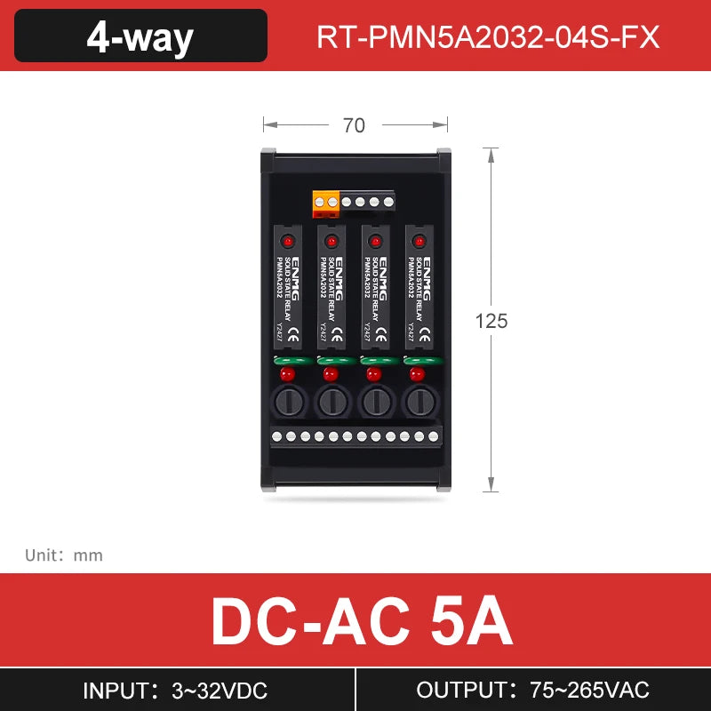 ENMG PLC Interface Module RT- PMN - Solid State Relay (SSR) Module for DC-Controlled AC Loads, DC Power Operated Flame Retardant