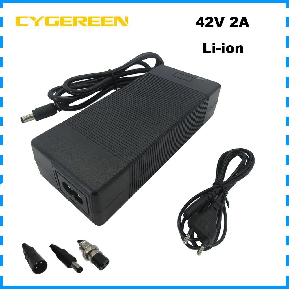 36V Lithium Charger 42V 2A For 10S 36 V 10AH 12AH 15AH 18AH Li-ion 18650 Battery Pack Charger 36V2A DC XLRM GX16