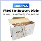 5000PCS FR107 Diode Fast Recovery 1A 1000V DO-41 Axial Lead 1 Amp 1000 Volt Electronic Silicon Diodes Replacement FR-107