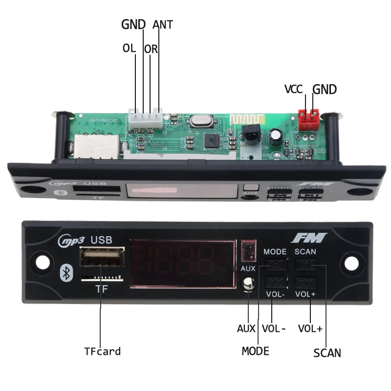 1-10PCS Bluetooth 5.3 Car Kit Wireless MP3 Decoder Board Audio 12V WMA Car Music Player Module Lossless Audio USB AUX TF Radio