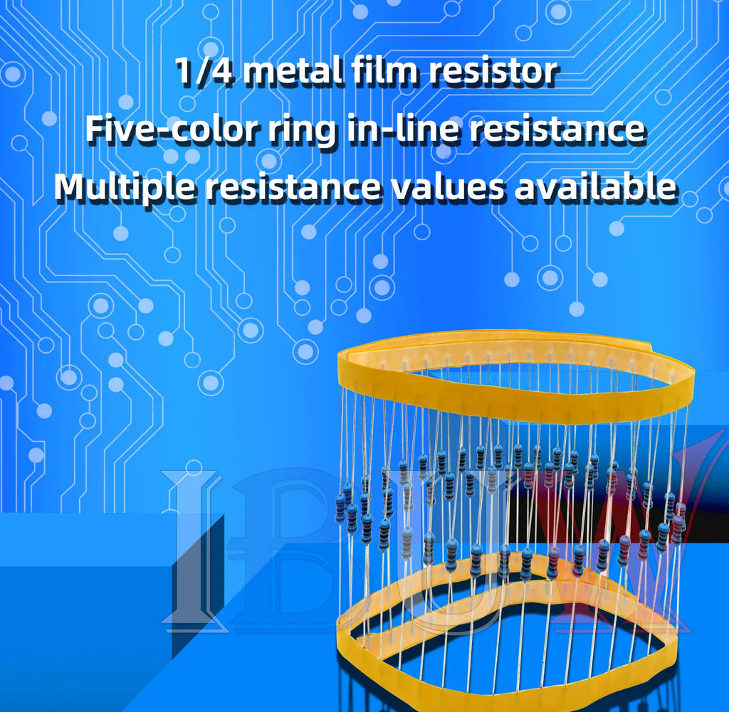 100PCS/lot 1/4W Metal film resistor 1R~22M 1% 100R 220R 1K 1.5K 2.2K  4.7K 10K 22K 47K 100K 100 220 1K5 2K2  4K7 ohm resistance
