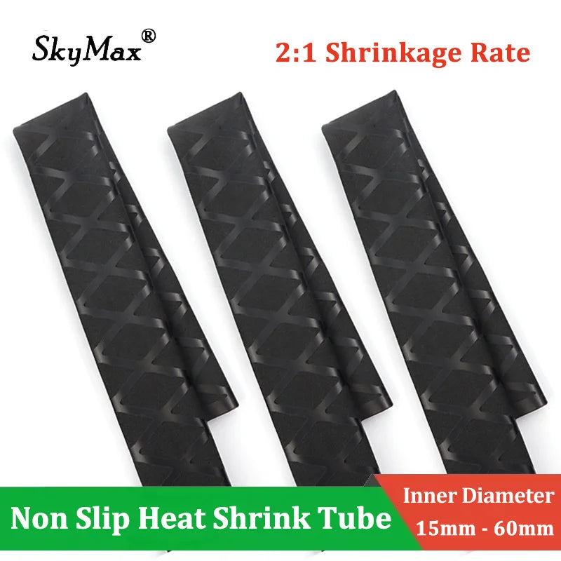 X Pattern Black 15 18 20 25 30 35 40 50 60mm Heat Shrink Sleeve for Fishing Rod Grips Non Slip-Insulation-Waterproof Wrap Tubing