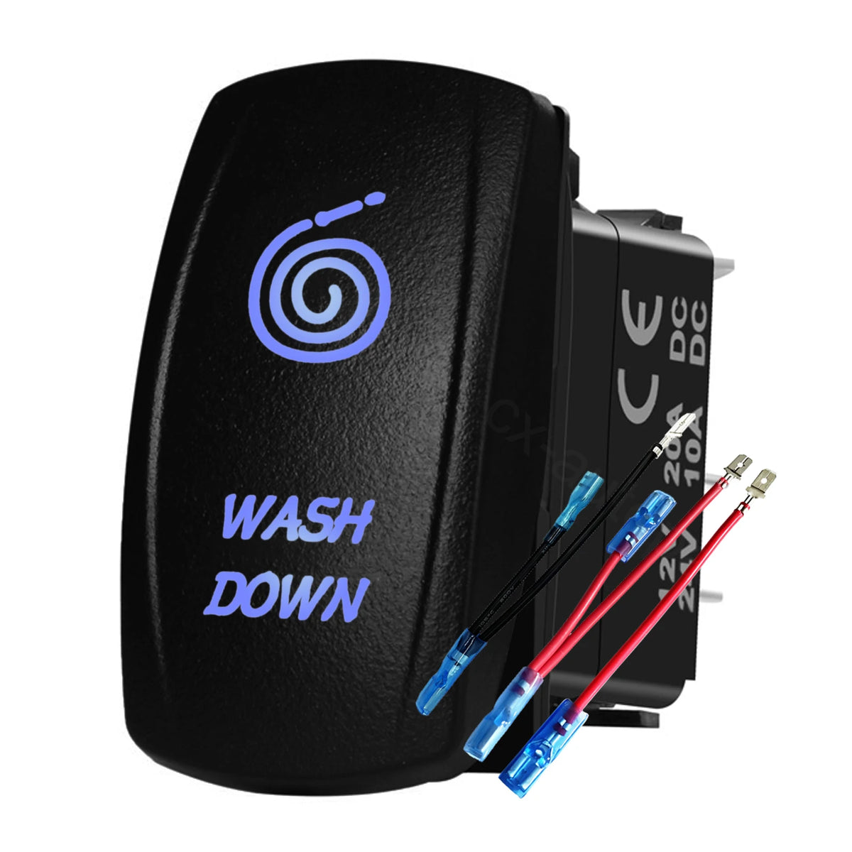 12V 24V Boat Trim Tabs Switch (ON)-OFF-(ON) Momentary Rocker Switch Waterproof Blue Light ON-OFF Toggle Switch With Harness