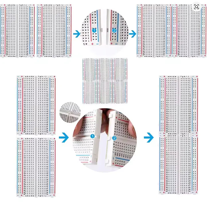 MB-102 Prototype Breadboard 400 830 Points Solderless PCB Bread Board Jumper Wires Cable Board  for Arduino Kit DIY Dupont Wire