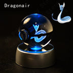 Pokemon Crystal Ball 3D Mewtwo Pikachu Gengar Pokeball 3D Night Light Lamp Glass Statue Pokemon Crystal Ball Birthday Gift