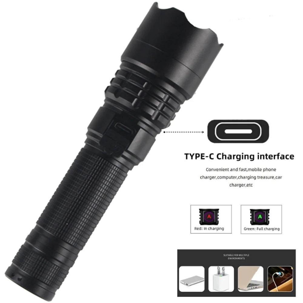 IR 850nm/940nm Tactical Infrared Radiation Zoomable LED Flashlight Type-c USB charging Focus Night Vision Hunting Torch