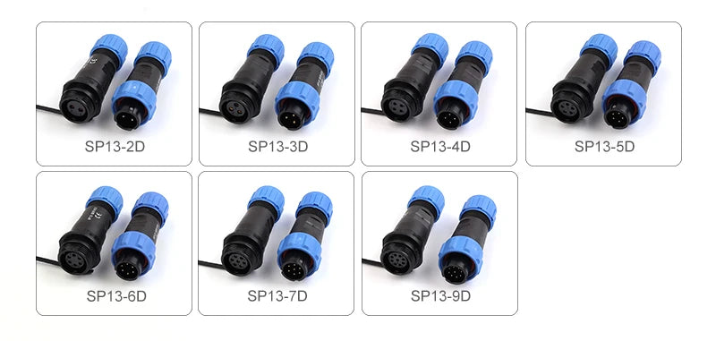 SP13 Aviation Waterproof Connector IP68 Docking Electrical Cable Wire Male Female Plug Socket Welding Type Industrial Connector