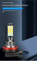 Car Led Fog Lamp with Flashing 3030 Three-Color Fog Lamp Bulb Red Green Pink Blue Super Bright H3 H8 H11 9006 9005 H7 Modified
