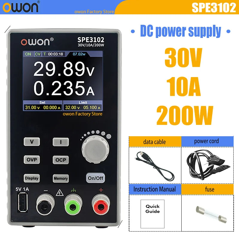 OWON SPE3103 SPE3051 SPE6103 DC Power Supply 200W/300W 30V/10A 60V/10A 10mV/1mA Resolution Digital Voltage Regulator Switch