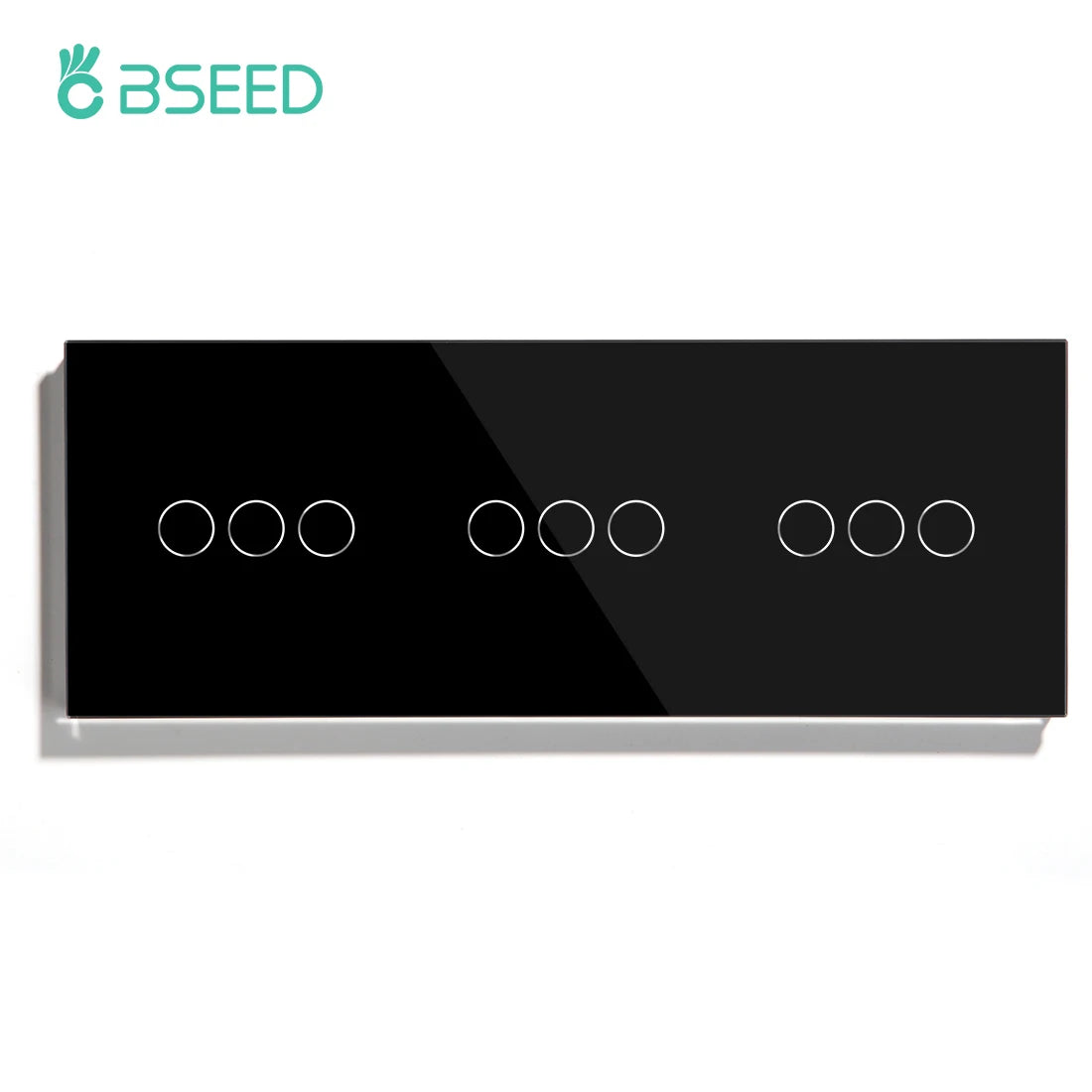 BSEED Touch Switches 1/2/3Gang 1Way Wall Light Switches Blue LED Backlight Glass Sensor Screen Home Switches Black EU Standard