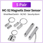5PCS MC-52 Wired Magnetic Door Contact Switch Alarm Sensor NC NO Reed Switch for Door Window Security