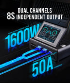 ToolkitRC M8D 1600W 50A Charger DC Balance Touch Screen 65W Fast Charge Dual Channels for 1-8S Lipo Battery For Rc FPV Drone Car