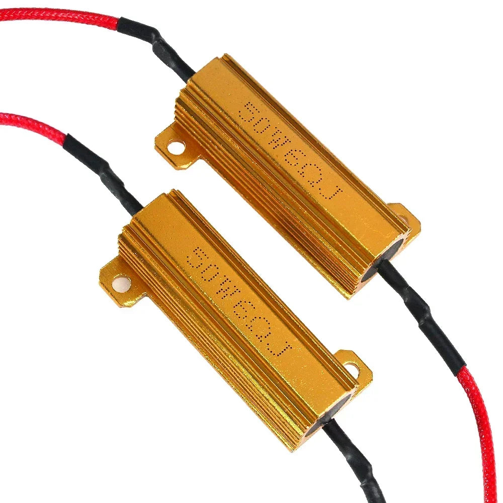2/4Set 25W 50W Load Resistor 6ohm 8ohm 10ohm For LED Bulb Reverse Light Turn Signal Fog Lam 25w 50w Wirewound Aluminum Resistor