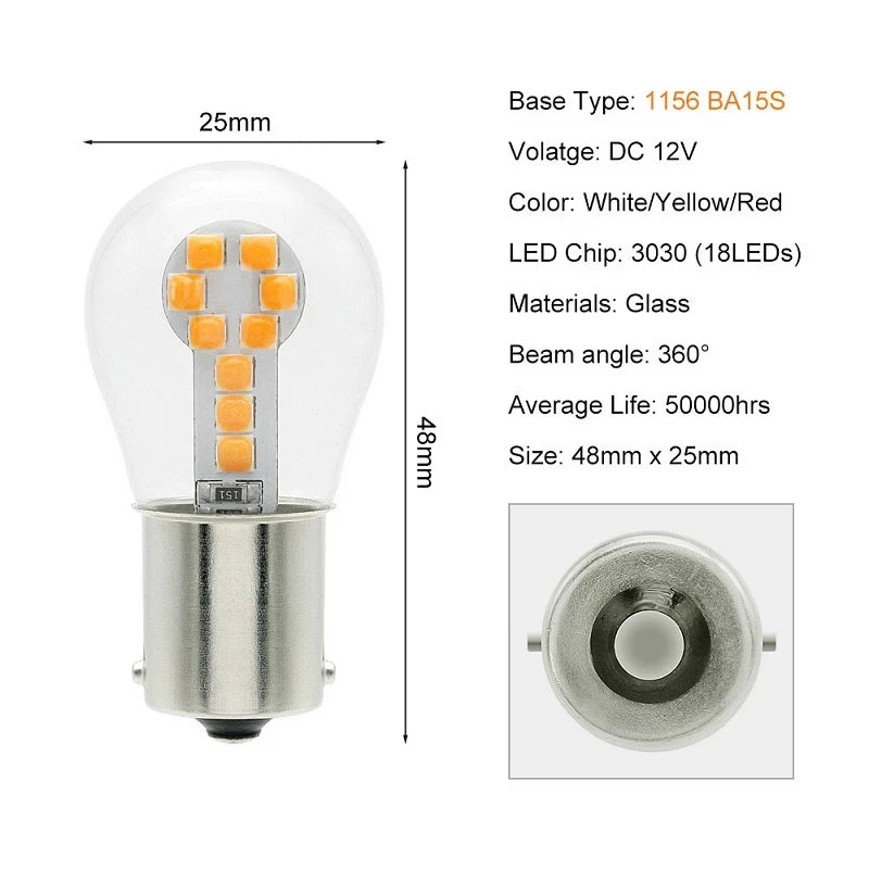 1PCS 1156 BA15S P21W Led 1157 BAY15D P21/5W Bulbs Ampoule R5W R10W 18SMD 800LM Car Fog Lights DRL Turn Signal Lamp 12V White Red