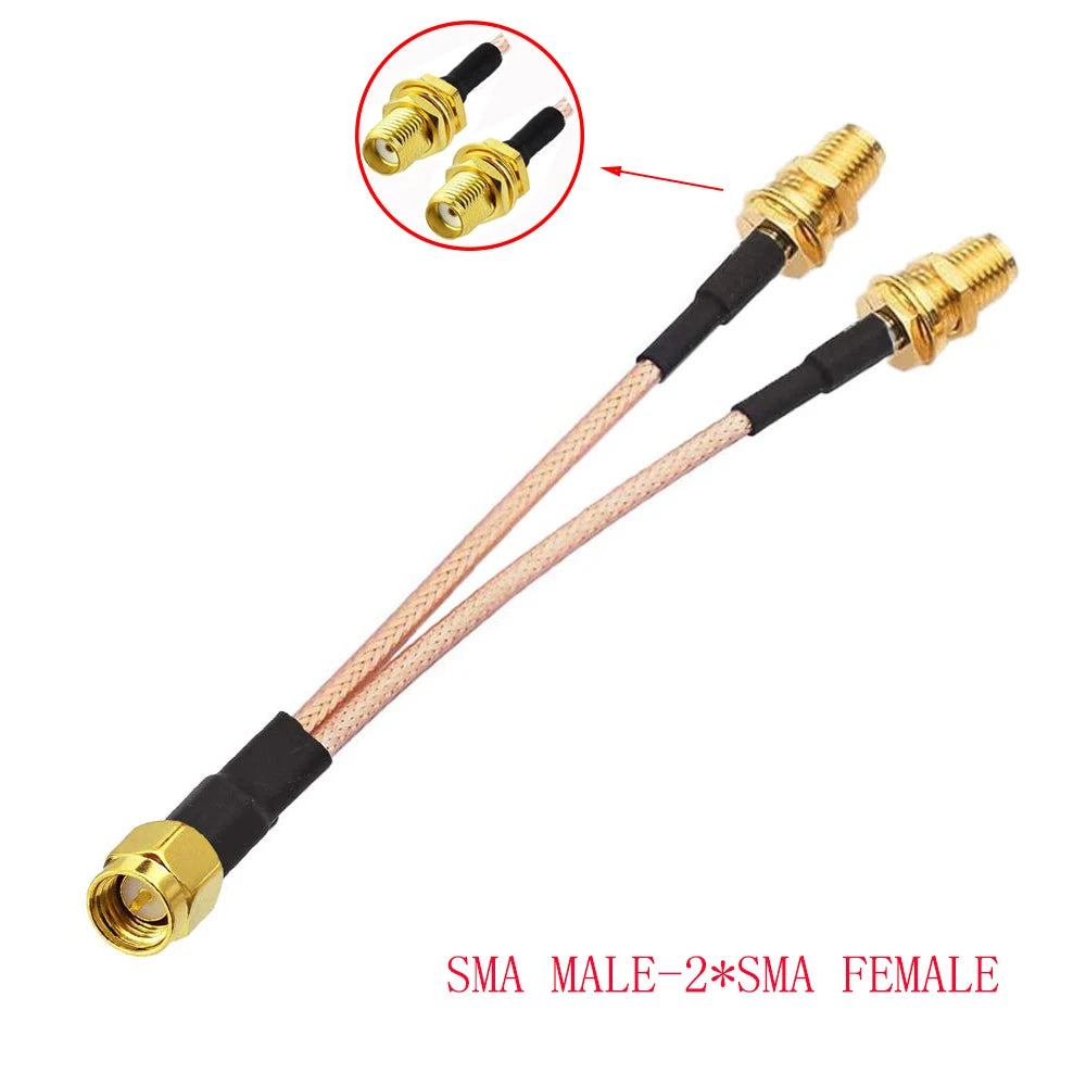 SMA to 2X SMA Male Female Y Type Splitter Combiner Jumper Cable Pigtail RG316 Cable