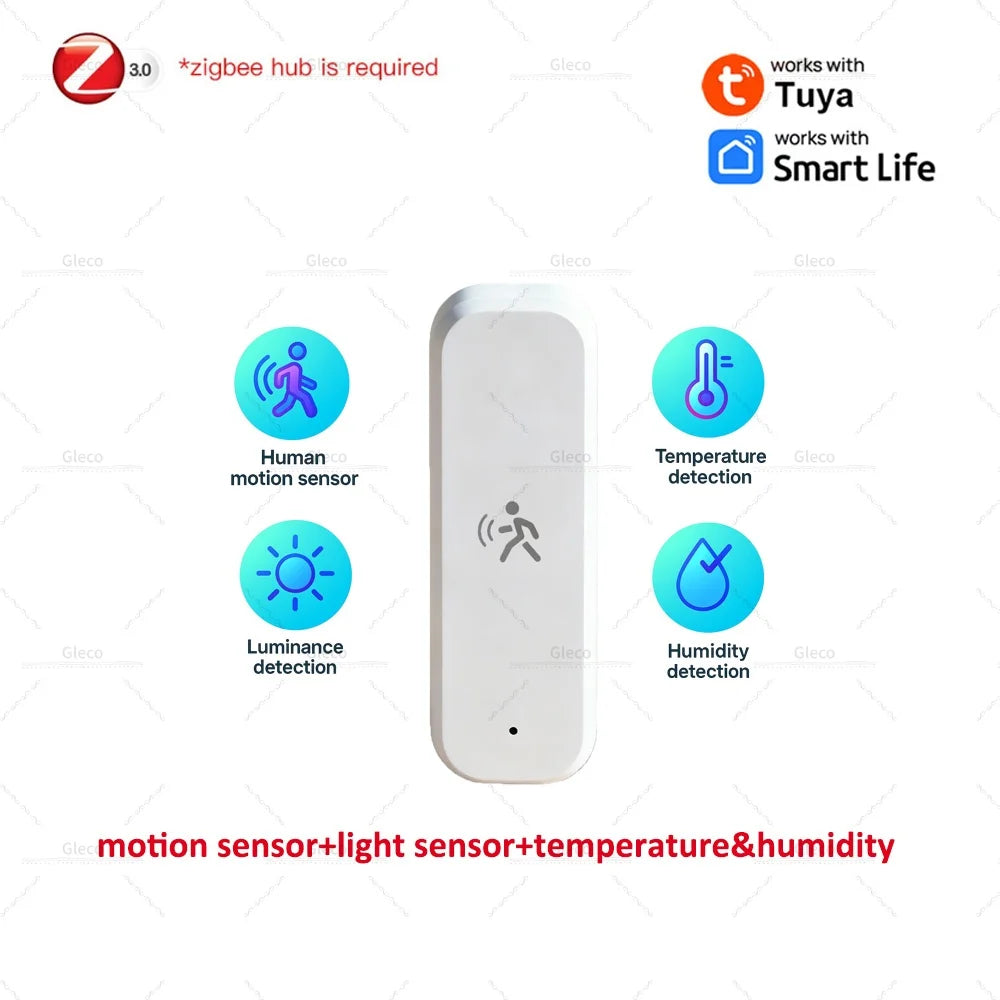Zigbee 3.0 10G MmWave Human PIR Motion Sensor With Temperature Humidity Illuminance Monitor Support Tuya Smart Life Zigbee2MQT