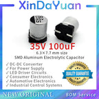 50pcs 35V 100uF 6.3×7.7mm SMD Aluminum Electrolytic Capacitor Low ESR